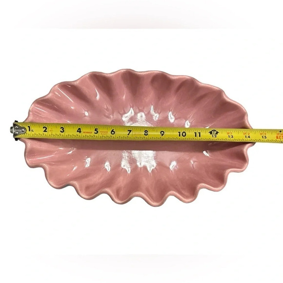 SOLD - Royal Haeger MCM ruffled rim vintage oblong console bowl in mauve - Picture 3 of 5